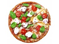 Рецепта Домашна пица с хрупкава коричка, сирене пармезан, гъби, чери домати и моцарела
